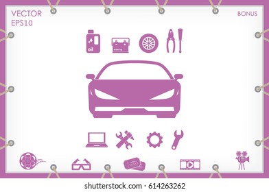 Car service icon vector EPS 10, abstract sign logo silhouette  flat design,  illustration modern isolated badge for website or app - stock info graphics