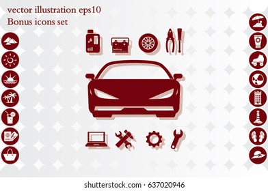 Car service icon vector EPS 10, abstract sign logo silhouette  flat design,  illustration modern isolated badge for website or app - stock info graphics