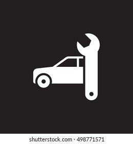 Car service icon vector, filled flat sign, solid pictogram isolated on black, logo illustration