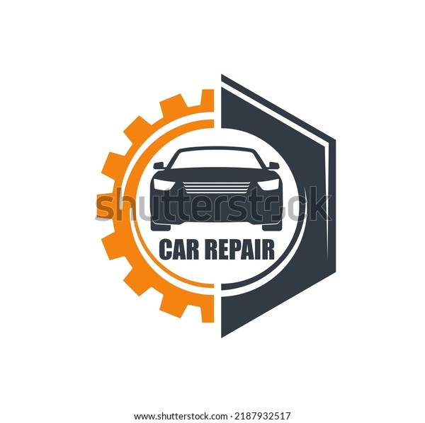 Car service\
icon. Vehicles repair, maintenance workshop or service center\
vector symbol, auto spare parts shop icon, sign or emblem with\
modern sport car silhouette, engine\
gear