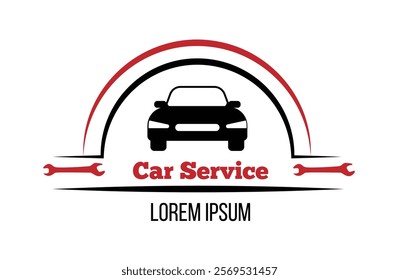 Car Service Icon with Wrench. Automobile industry and vehicle repair vector art