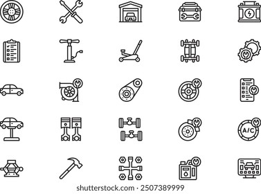 Car service icons collection is a vector illustration with editable stroke.