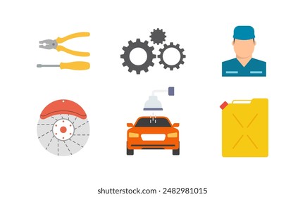 Car Service Icons Flat Set