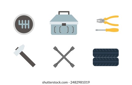 Car Service Icons Flat Set