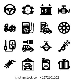 Car Service Icons in Modern Filled Style
