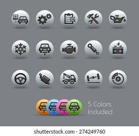Car Service Icons. Pearly Series. It includes 5 color versions for each icon in different layers.