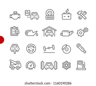 Car Service Icons - Red Point Series - Vector line icons for your digital or print projects.