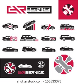 Car service icons set.