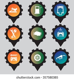 car service icons set