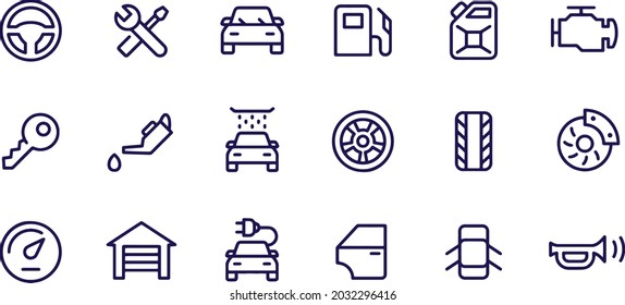 Car Service Icons Set Editable Stroke vector design 
