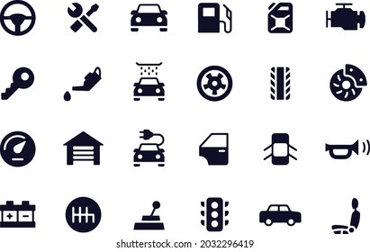 Iconos de servicio de coches Set de diseño de vectores de golpes editables 