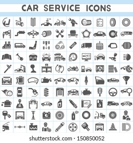 car service icons set, car parts set