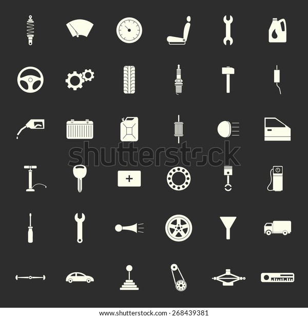 Car service icons set, car parts set. Vector EPS8\
illustration. 