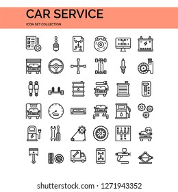 Car Service Icons Set. UI Pixel Perfect Well-crafted Vector Thin Line Icons. The illustrations are a vector.