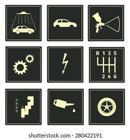 Car service icons set, vector illustration