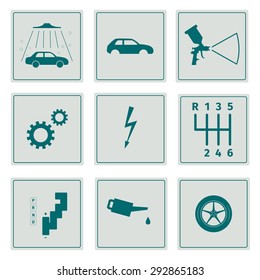 Car service icons set, vector illustration