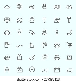 Car service icons, simple and thin line design