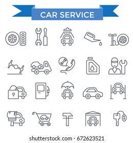 Car Service Icons, Thin Line Design