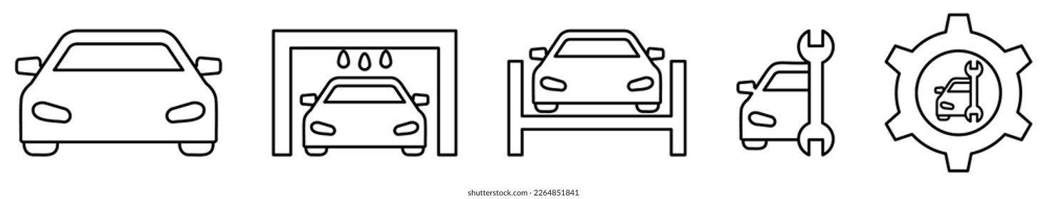 Car service icons. Vector illustration isolated on transparent background
