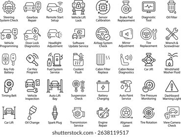 Car Service Icons Vector Set. Automotive Repair Symbols.