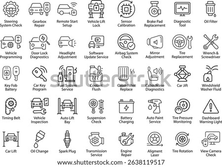 Car Service Icons Vector Set. Automotive Repair Symbols.