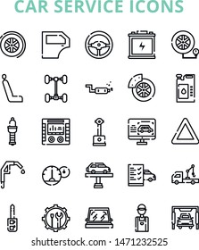 Car service iconset with black and white style