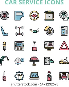 car service iconset with colorful style