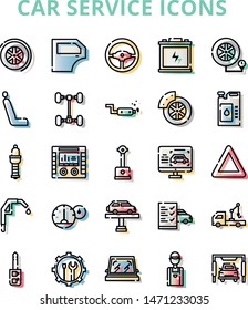 car service iconset with offset style