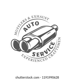 Car service label isolated on white background. Design element. Vector illustration