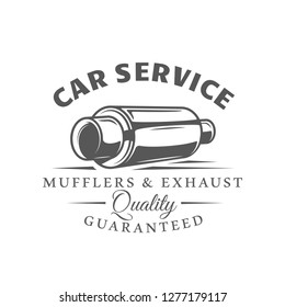 Car service label isolated on white background. Design element. Vector illustration