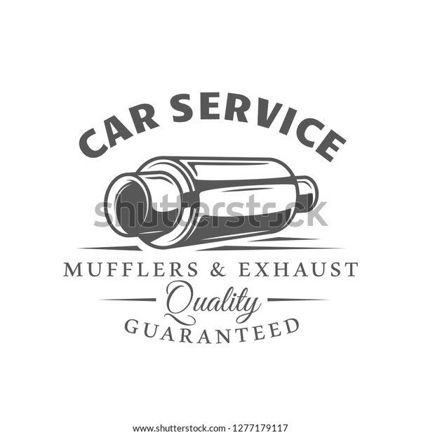 Car service label isolated on white\
background. Design element. Vector\
illustration