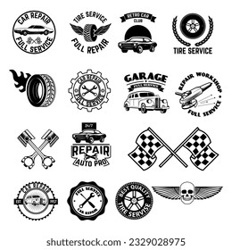 car service labels. Set of design elements in vector