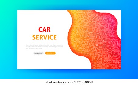 Car Service Landing Page. Vector Illustration of Outline Design.