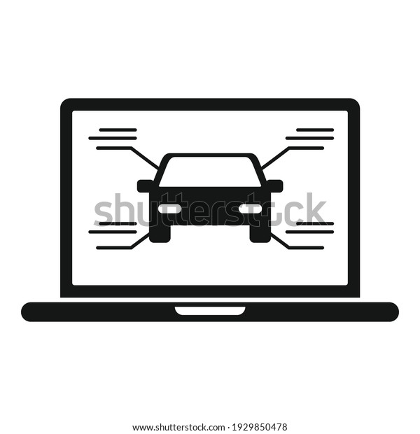Car service laptop icon. Simple illustration\
of car service laptop vector icon for web design isolated on white\
background