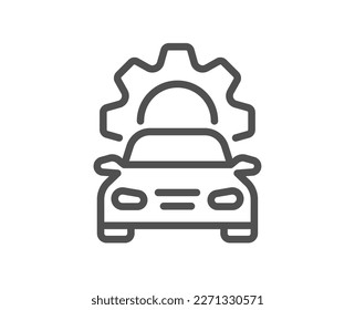 Car service line icon. Mechanic garage sign. Vehicle maintenance symbol. Quality design element. Linear style car service icon. Editable stroke. Vector