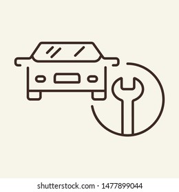 Car service line icon. Mechanics, auto service, tools. Car repair concept. Vector illustration can be used for topics like auto service, motor maintenance, advertising