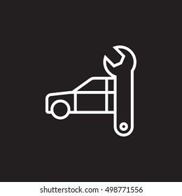 Car service line icon, outline vector sign, linear pictogram isolated on black. logo illustration