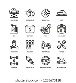 CAR SERVICE LINE ICON SET