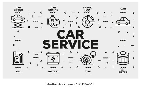 CAR SERVICE LINE ICON SET