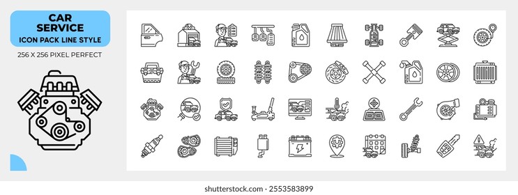 Car Service Line Icons Pack, Contain Such Icons as shock absorber,turbo,mechanic and more