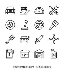 Car service line icons set vector illustration