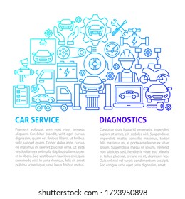 Car Service Line Template. Vector Illustration of Outline Design.