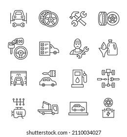 Car service line vector icons
