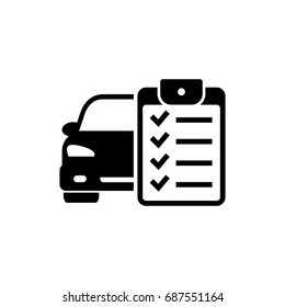 Car Service List Icon. Checklist Car Servise Maintenance Icon. Vector Illustration.