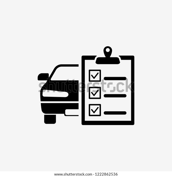 Car service list icon. Car\
maintenance list symbol. Flat design. Stock - Vector\
illustration