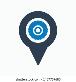 Car service location icon. Flat style vector EPS.