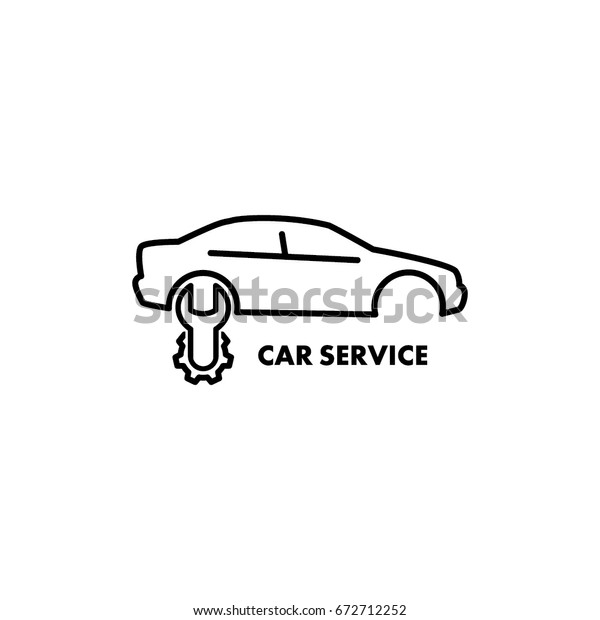 Car service logo concept, icon, linear sign\
vector illustration