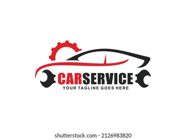 Ilustración vectorial de diseño del logotipo del servicio de coches. Logo de reparación de coches