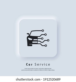 Car Service Logo. Diagnostics Car Tech Icon Logo. Diagnostics Car Icons. Vector. UI Icon. Neumorphic UI UX White User Interface Web Button. Neumorphism