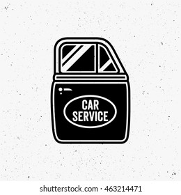 Car service logo. Retro style sign. Car door.